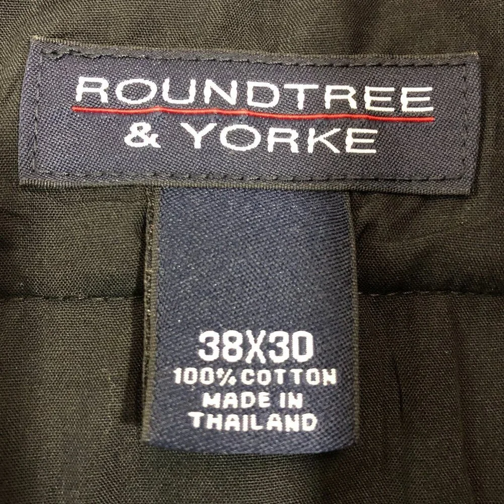 Roundtree & Yorke Black Pleated Cuffed Chino Pants Size 38 X 30